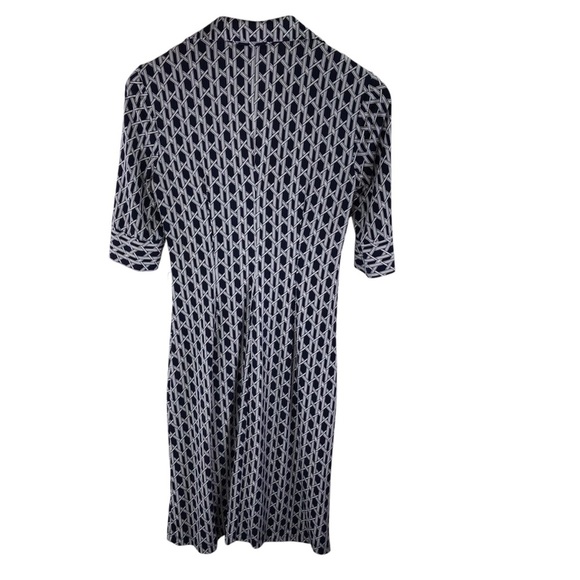 Laundry Shelli Segal Shirt Dress Sz 4 Geometric Print Jersey Knit Button Classic - Picture 5 of 8